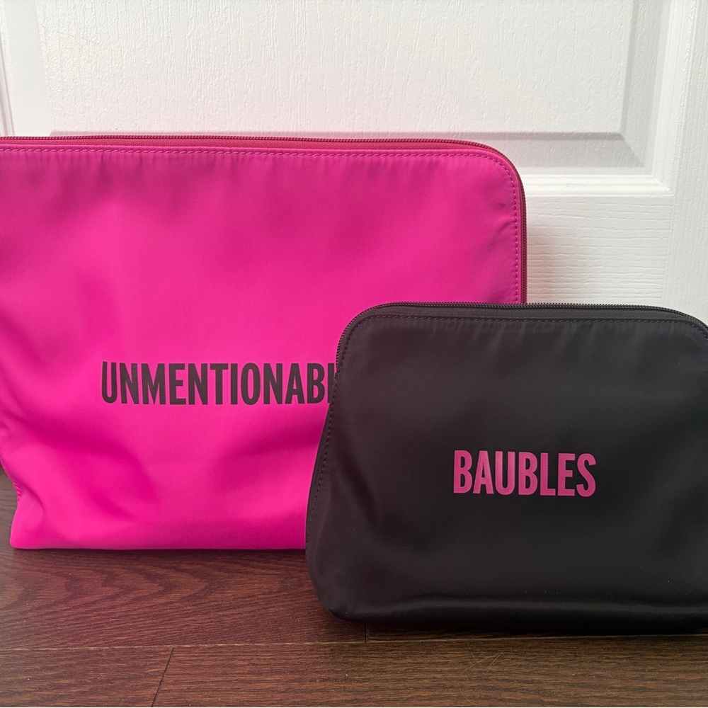 Pink and Black 'Baubles' Cosmetic Pouch Set - Women Bags